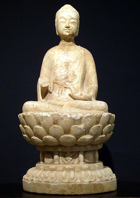bouddha sakhyamuni en marbre blanc - Bouddha Sakhyamuni en marbre blanc - Période des Six Dynasties VI° siècle - archives
