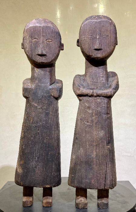 couple of wooden ming qi - Couple of wooden Ming Qi - Chu Kingdom IVth century BC - wood