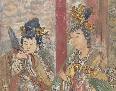 fresque en stuc avec pigments vgtaux - Fresque en stuc avec pigments vgtaux - Dynastie Ming XVI° sicle - peintures