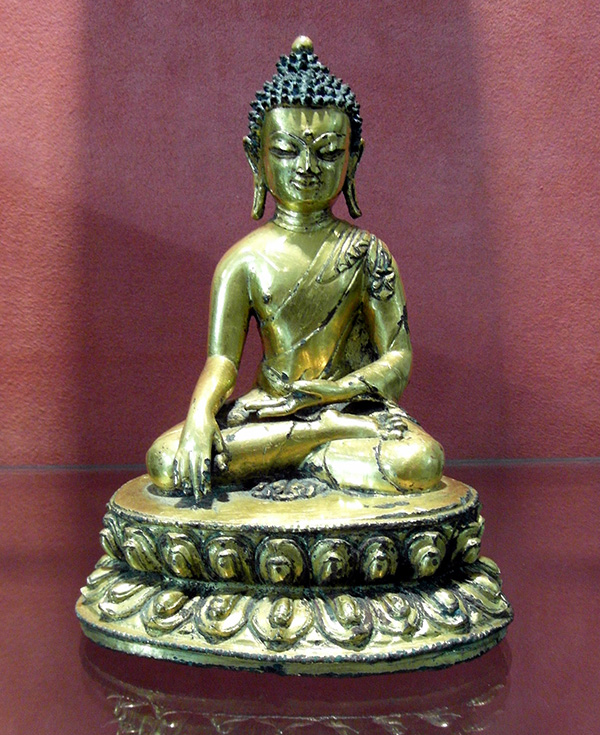 bouddha shakyamuni en bronze dor - Bouddha Shakyamuni en bronze dor - TIBET vers 1500 - bronzes