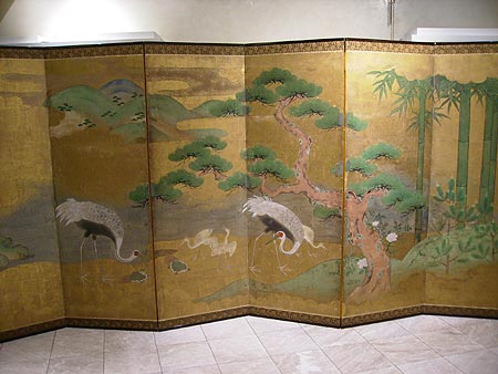 paravent fond or à six panneaux - Paravent fond or à six panneaux -  Japon XVIII-XIX° s. - archives