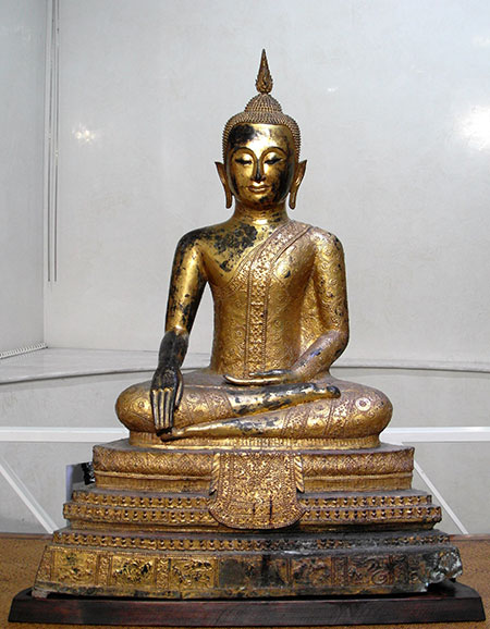 grand bouddha en bronze doré - Grand Bouddha en bronze doré - THAILANDE époque Rattanakosin vers 1800 - archives