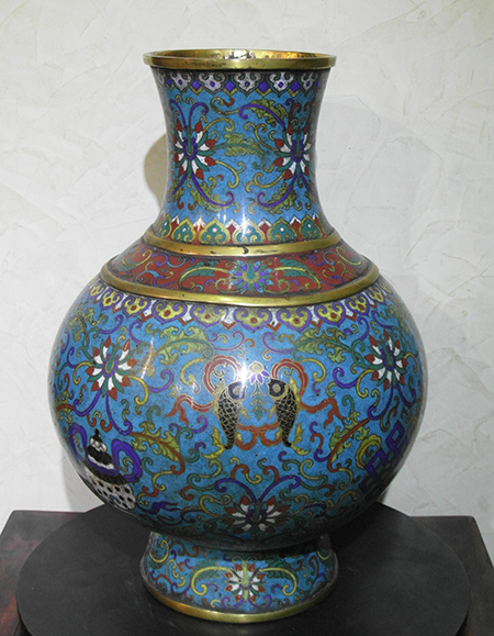 grand vase cloisonn - Grand vase cloisonn - Dynastie Qing XIX ° sicle H.41cm - bronzes