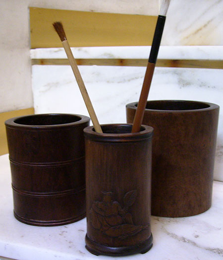 trois pots  pinceaux bitong - Trois pots  pinceaux bitong - XIX° sicle - bois