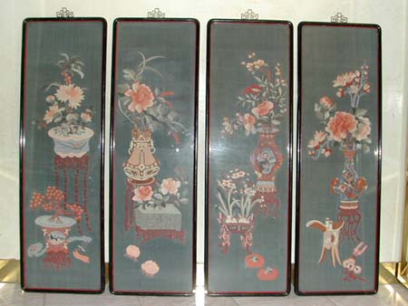4 silk kesi pannels - 4 silk kesi pannels - End of XIXth century - files