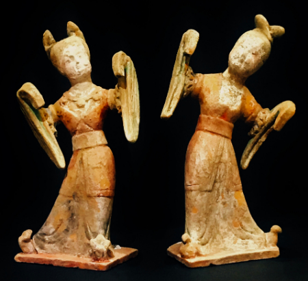 pair of dancing ladies - pair of dancing ladies - Tang Dynasty (618-907) - terra cotta