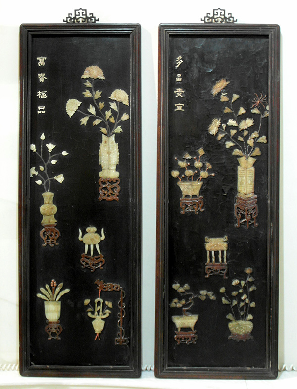 2 panneaux en bois laqué - 2 panneaux en bois laqué - Fin XVIII° début XIX° siècle - paravents