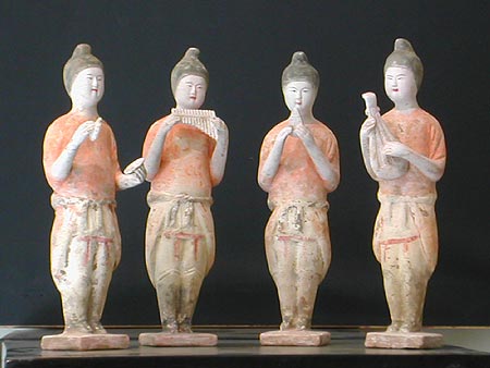 group of 4 musicians standing - group of 4 musicians standing - Tang dynasty ( 618-906 ) - files