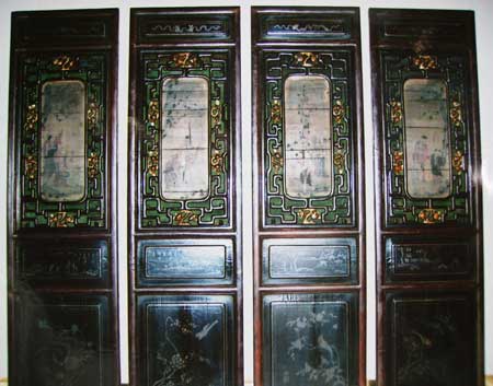 suite de 4 panneaux en bois peint - suite de 4 panneaux en bois peint - XVIII° siècle  - archives