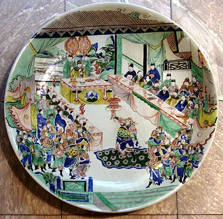 grand plat famille verte - Grand plat Famille Verte - poque Kang-Xi ( 1662-1722 ) - archives
