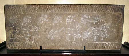 grande plaque en terre-cuite grise - Grande plaque en terre-cuite grise - Dynastie Han ( - 206 av JC  + 220 ap JC ) - archives
