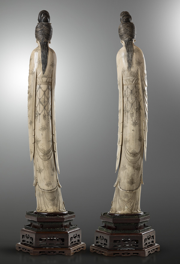paire de princesses en ivoire sculpté - paire de princesses en ivoire sculpté - XIX° siècle - divers