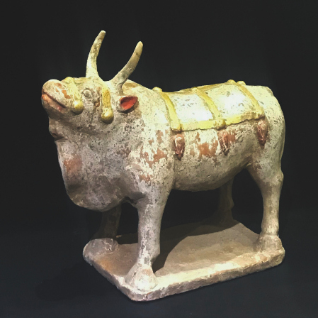 buffalo with traces of polychromy and gold - buffalo with traces of polychromy and gold - Northen Qi Dynasty (549-577) - terra cotta
