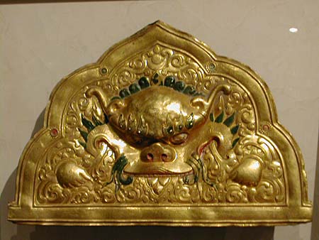 yama gilt copper repouss mask - Yama gilt copper repouss mask - Tibet XVIIIth century - files